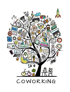 Coworking space, concept tree for your design