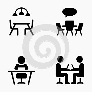 Coworking Space Office Icon Set Solid