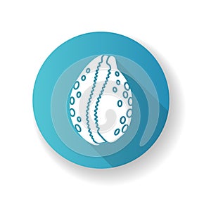 Cowrie shell blue flat design long shadow glyph icon