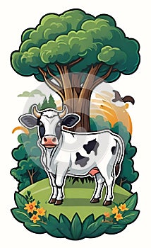 Cows in Agroforestry Setting: Illustration of Sustainable Livestock Management photo