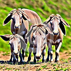 Cows or donkeys trot AI images
