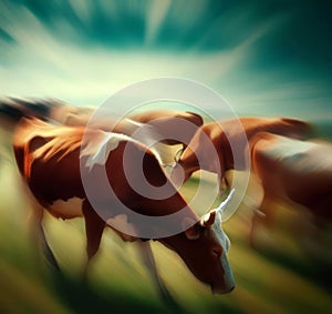 Cows Grazing in a Sunny Pasture photo