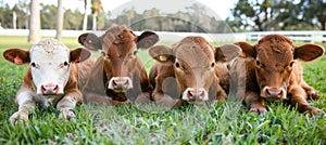 Cows leisurely resting under the comforting shade of majestic oak trees on a peaceful day