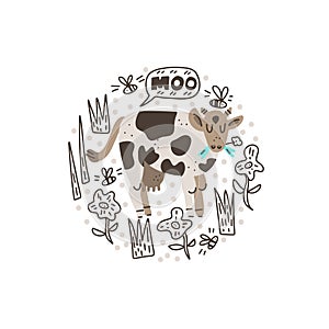 Cows and Milk vector set