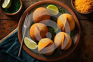 Coxinha: A Delicious Brazilian Street Food. AI Generative.