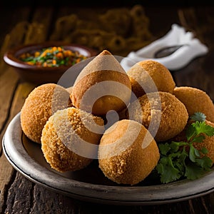 Coxinha: A Delicious Brazilian Street Food. AI Generative.