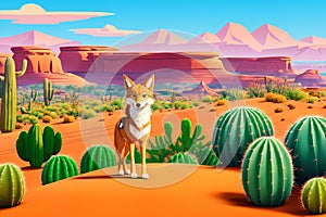 Coyote s Desert Adventure.AI Generated
