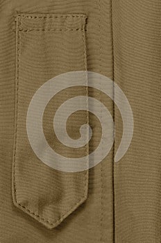 Coyote Tan ECWCS Parka Rank Insignia Badge Loop Closeup, Blank Empty Vertical Apparel Background Copy Space, Front Placket