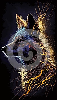 A coyote, wolf, wild dog illustration captures the essence of the majestic and fierce creature