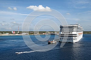 Cozumel island Cruise Ship And A Boat