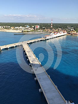 Cozumel, Mexico - 11/27/17 - Cruise ship passengers walking down the dock returning to their cruise ship