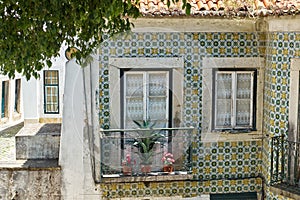 The cozy Alfama balcony and window. Lisbon. Portugal