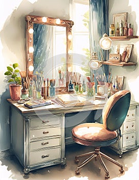 A cozy artistÃ¢â¬â¢s workspace with a window, paints, and brushes basks in soft light