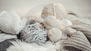Cozy background Wallpaper with the yarn for knitting