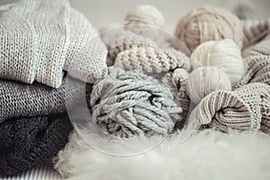 Cozy background Wallpaper with the yarn for knitting