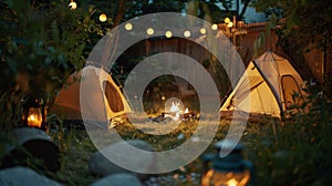 Cozy Backyard Camping Scene at Dusk