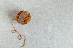 Cozy ball of yarn for knitting. Background for handmade and slow homelife