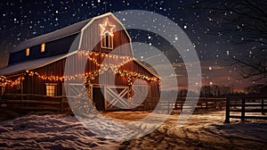 cozy barn with lights