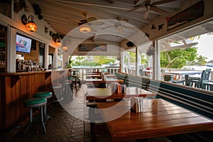 cozy beachside eatery with warm, inviting atmosphere and friendly staff