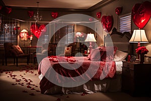 Día de San Valentín dormitorio decoración 