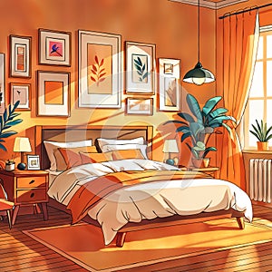 A cozy bedroom with a large bed