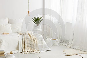 Cozy bedroom with white bedding