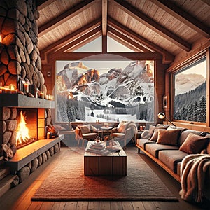 Cozy Cabin Retreat: Snowy Mountain View