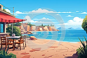cozy cafe on tropical beach summer vacation AI generated