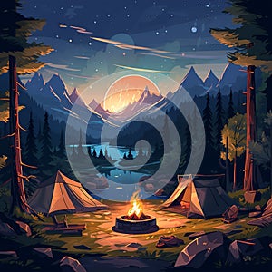 Cozy Campsite Under Starry Sky