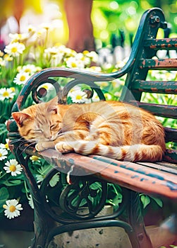 Cozy Cat Napping in Comfortable Setting