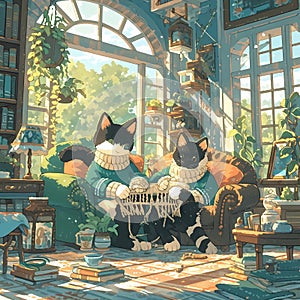 Cozy Cats Knitting Club - Posh Feline Gathering