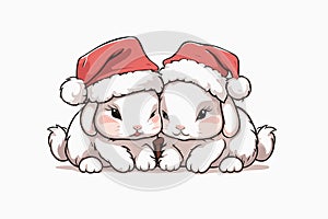 Cozy Christmas Dream of Two Kawaii Bunnies