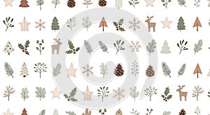Cozy Christmas Elements Seamless Pattern
