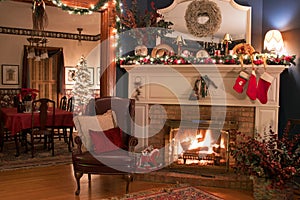 Cozy Christmas Fireplace Setting