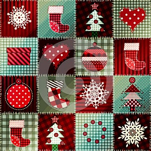 Cozy Christmas pattern in patchwork.