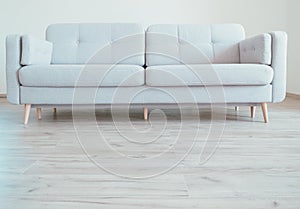 Cozy contemporary scandinavian Style Sofa on the oak laminate flooring