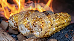 This cozy corn on the cob is a campfire favorite tender and sweet with a slight hint of smokiness from being cooked in photo