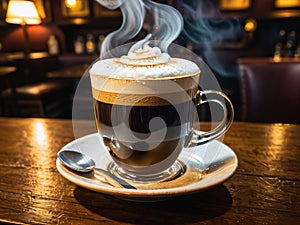 Cozy Delight Enjoy a Heartwarming Irish Coffee in a Charming Dublin Pub.AI Generated