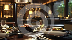 Fine restaurant dinner scene