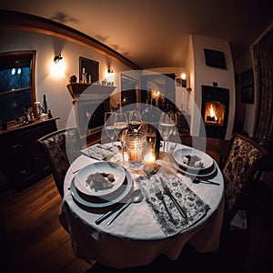 Cozy Dinner for Two by the Fireplace