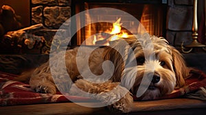 cozy dog fireplace