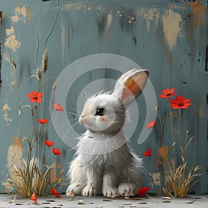 Cozy Ester Bunny Illustration - Frame