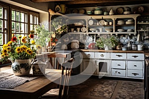 Cozy farmhouse style kitchen interior