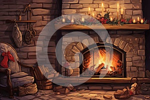 A cozy fireplace for relaxation self care background