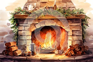 A cozy fireplace for relaxation self care background