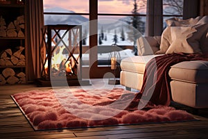 Cozy Fireside Rug Valentine Day background
