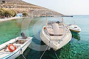Cozy fishing sea harbor on Greek island Kalymnos