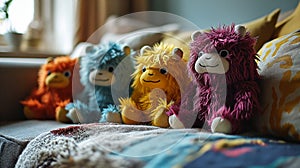 A Cozy Gathering: A Shallow Depth Field of Stuffed Animals in a