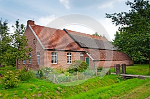 Cozy german house. Old german country red house