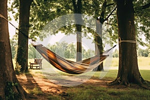 a cozy hammock hung between two trees